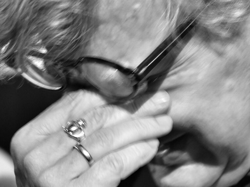 Wim Wenders am Ende eines langen Tages auf einer Kinotour.