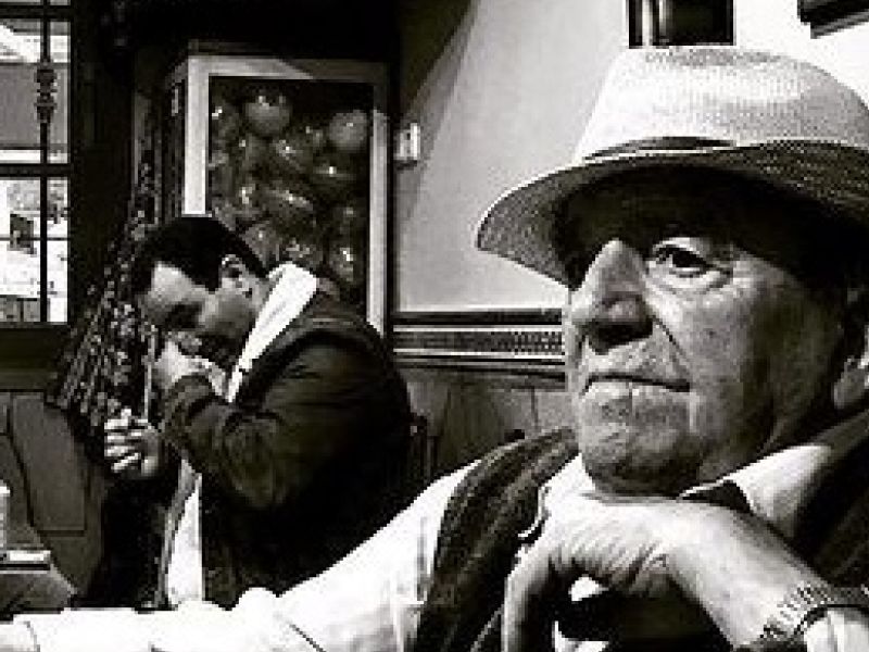 Alone in packed Bar de la Rubia. Monda.