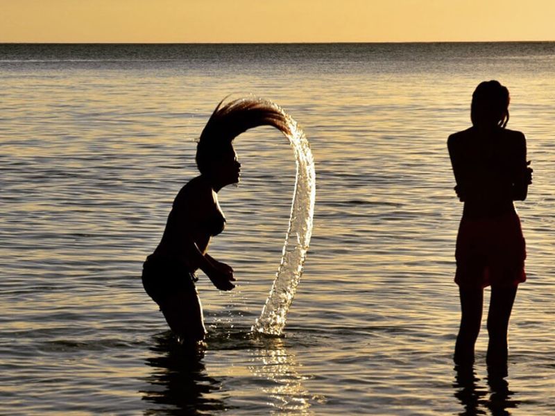 Sunset. Public beach. Mauritius.