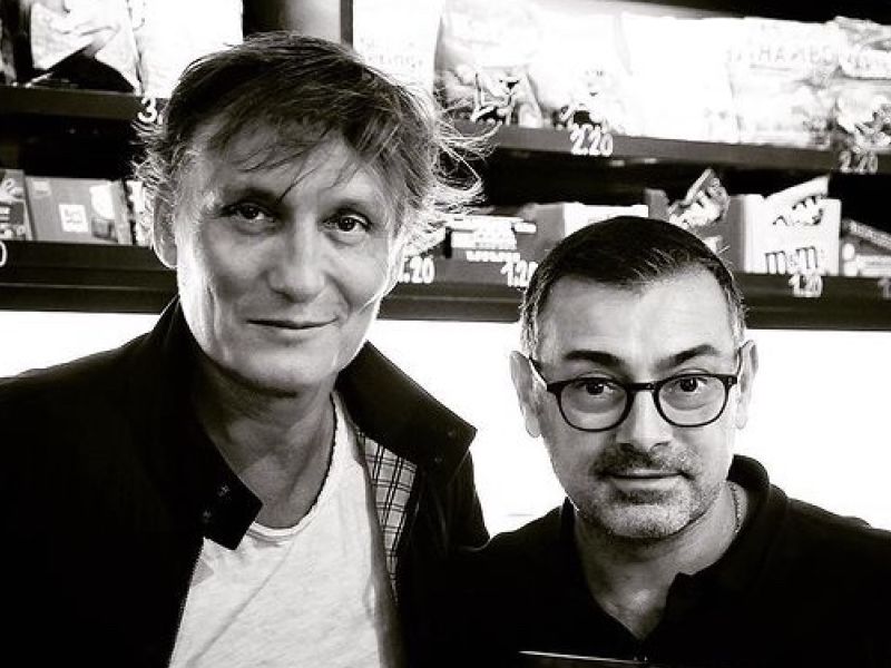 Actor Oliver Massucci with Ignazio Bonanno, owner of the Abaton bar.