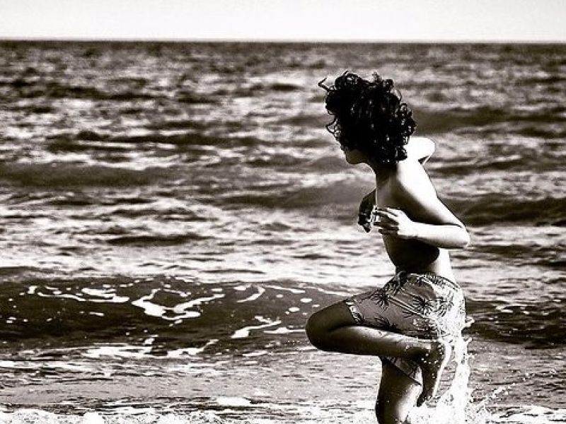 Playing with the waves at Saintes-Maries-de-la-Mer.