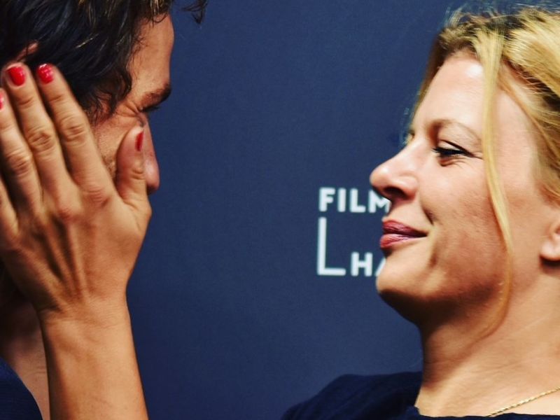 Florian Stetter being comforted by co-actress and lover Jördis Triebel.